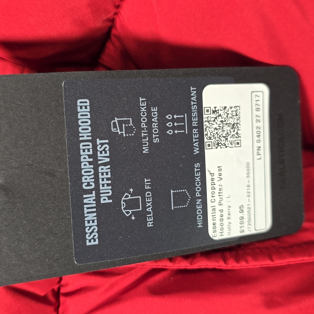 Fabletics Red Quilted Puffer Vest - Picture 6 of 6